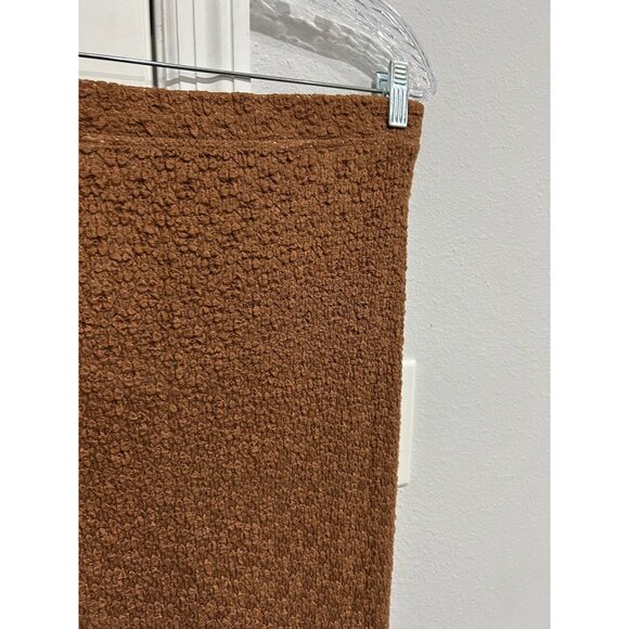 Express Tricot Knit Brown Midi Skirt Textured Design Lining Sz Large - Picture 4 of 9